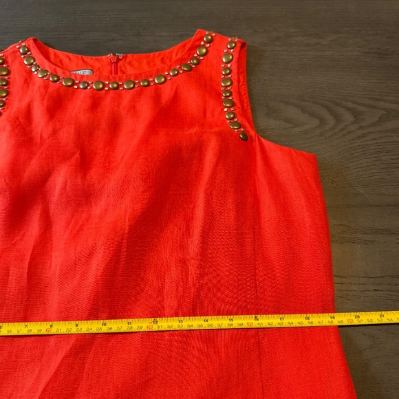 Anne Klein 100% Linen Sleeveless Embellished Red‎ Lined Dress Size 12 - Picture 8 of 12